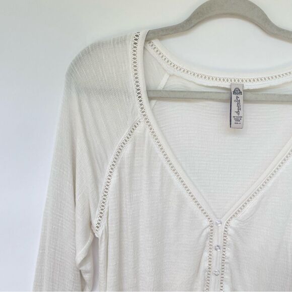 American Rag Bell-Sleeve Crochet-Trim Peasant Cream Women's S Minimalist - Picture 3 of 11